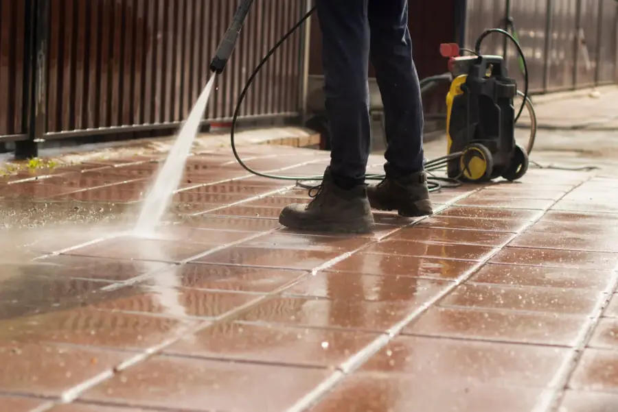 Commercial pressure washing of paved surfaces