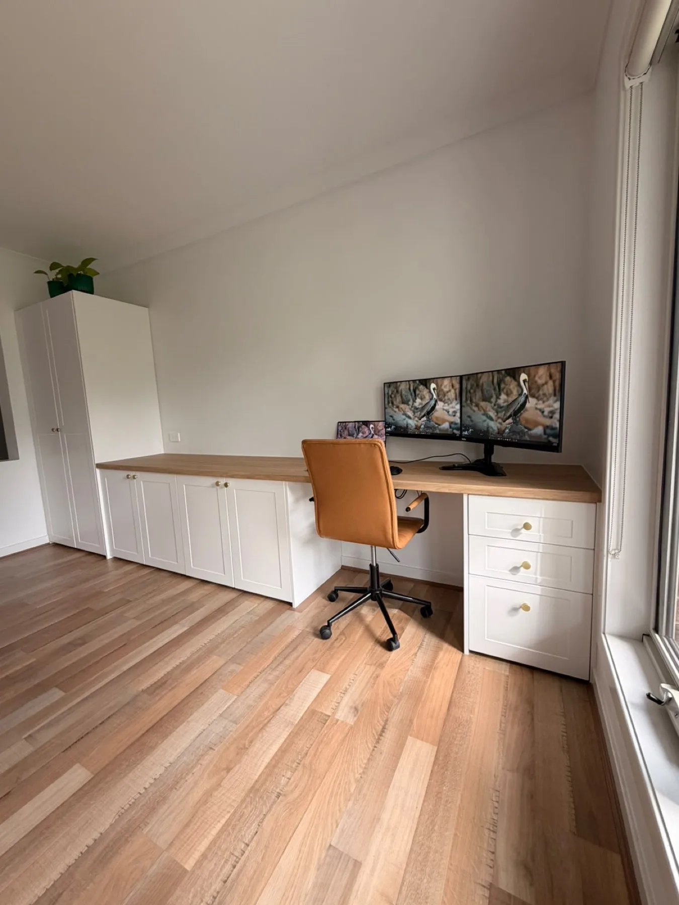 Finished cabinetry desk and drawer angle